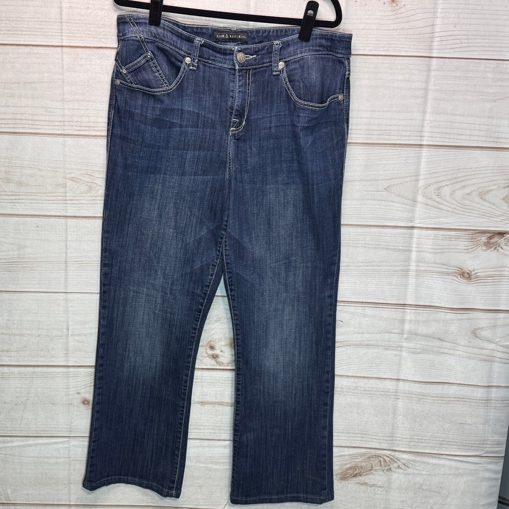 Rock & Republic Kasandra Embellished Bootcut Jeans Dark Wash Blue 16W M R160360